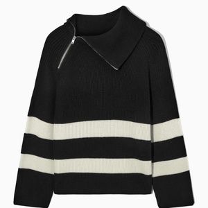COS | ZIP-DETAIL STRIPED KNITTED SWEATER